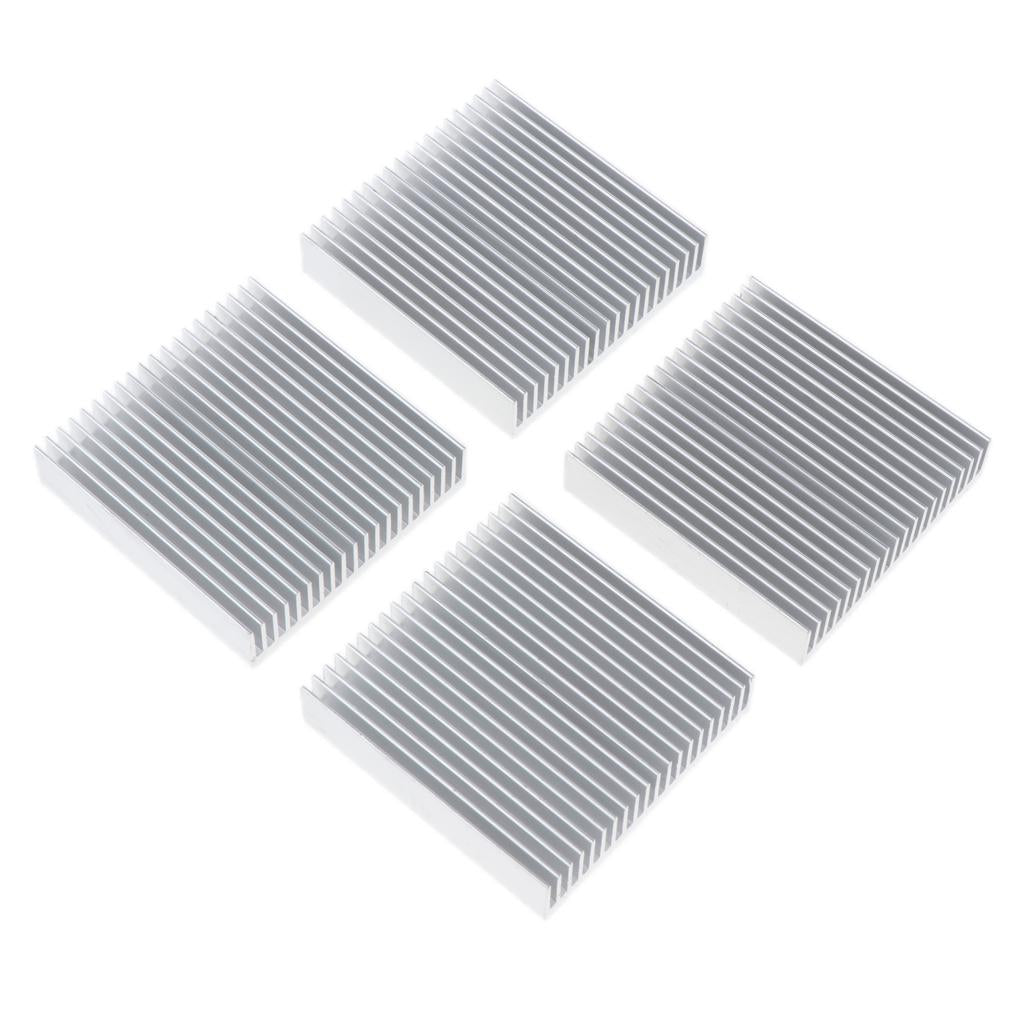 4Pcs Aluminum CPU Heat Sink Cooling Fan Fin 50x48x11mm & Thermal Paste Kit