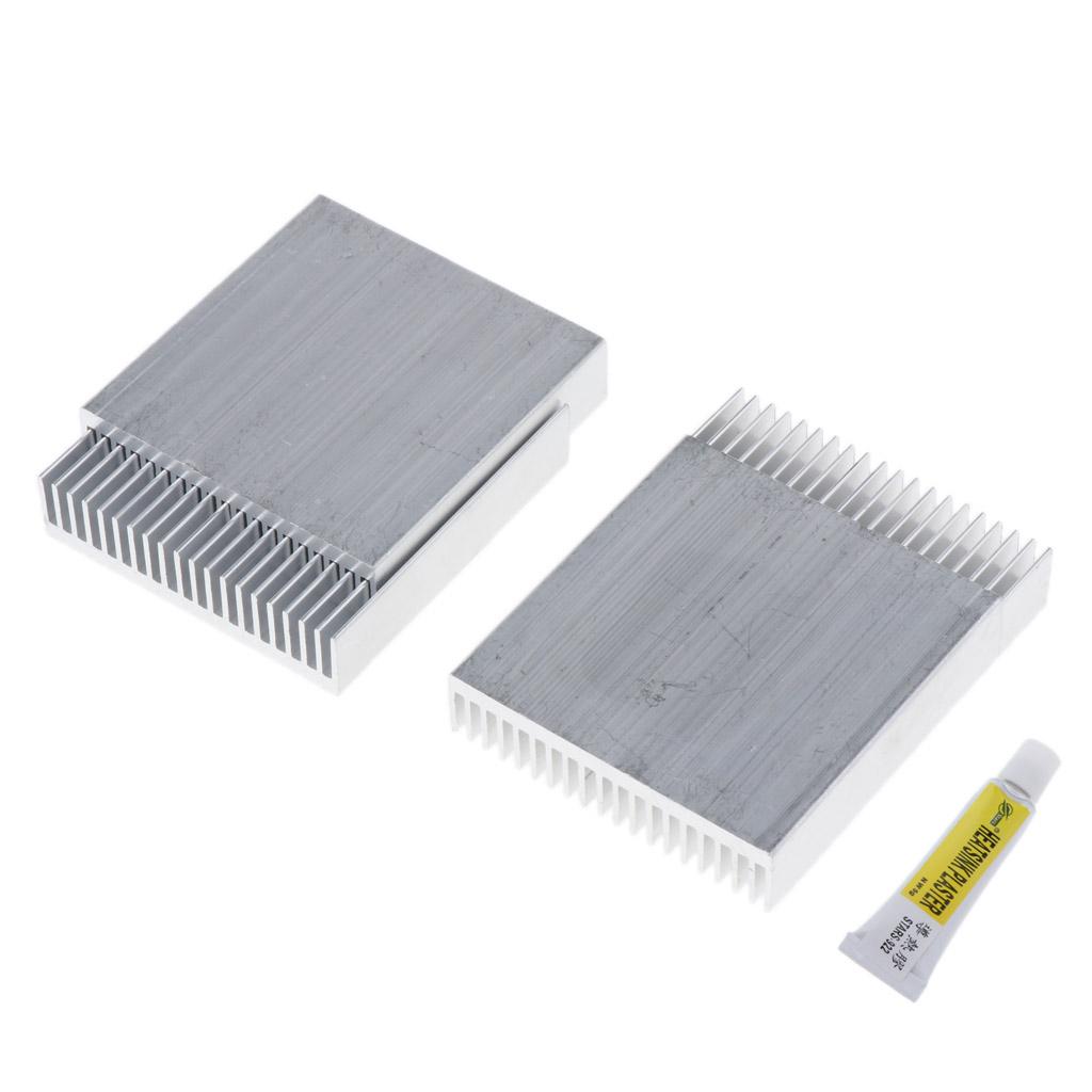 4Pcs Aluminum CPU Heat Sink Cooling Fan Fin 50x48x11mm & Thermal Paste Kit