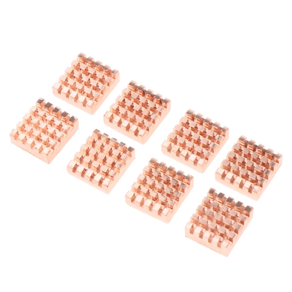 8 Pieces Adhesive Back Copper Heatsink VGA GPU RAM Memory Chipset Cooler