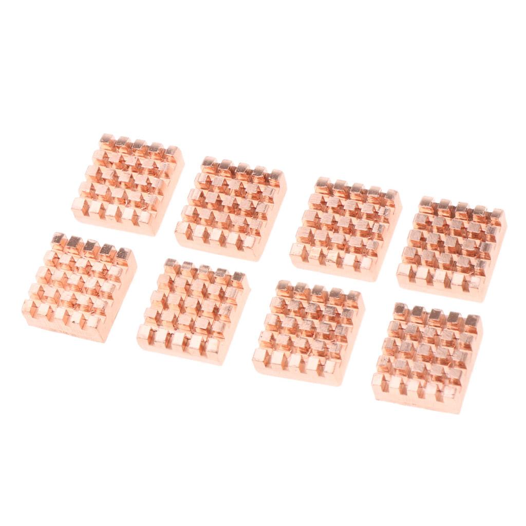 8 Pieces Adhesive Back Copper Heatsink VGA GPU RAM Memory Chipset Cooler