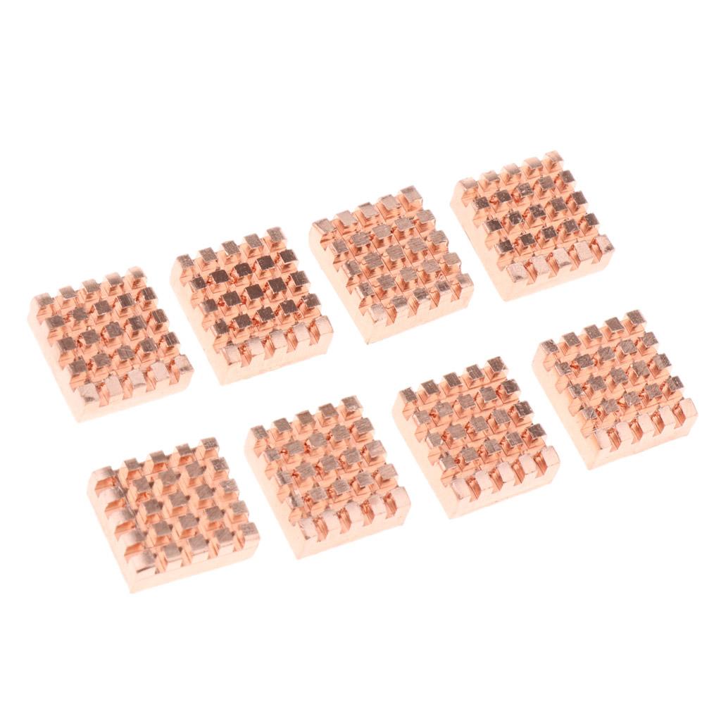 8 Pieces Adhesive Back Copper Heatsink VGA GPU RAM Memory Chipset Cooler