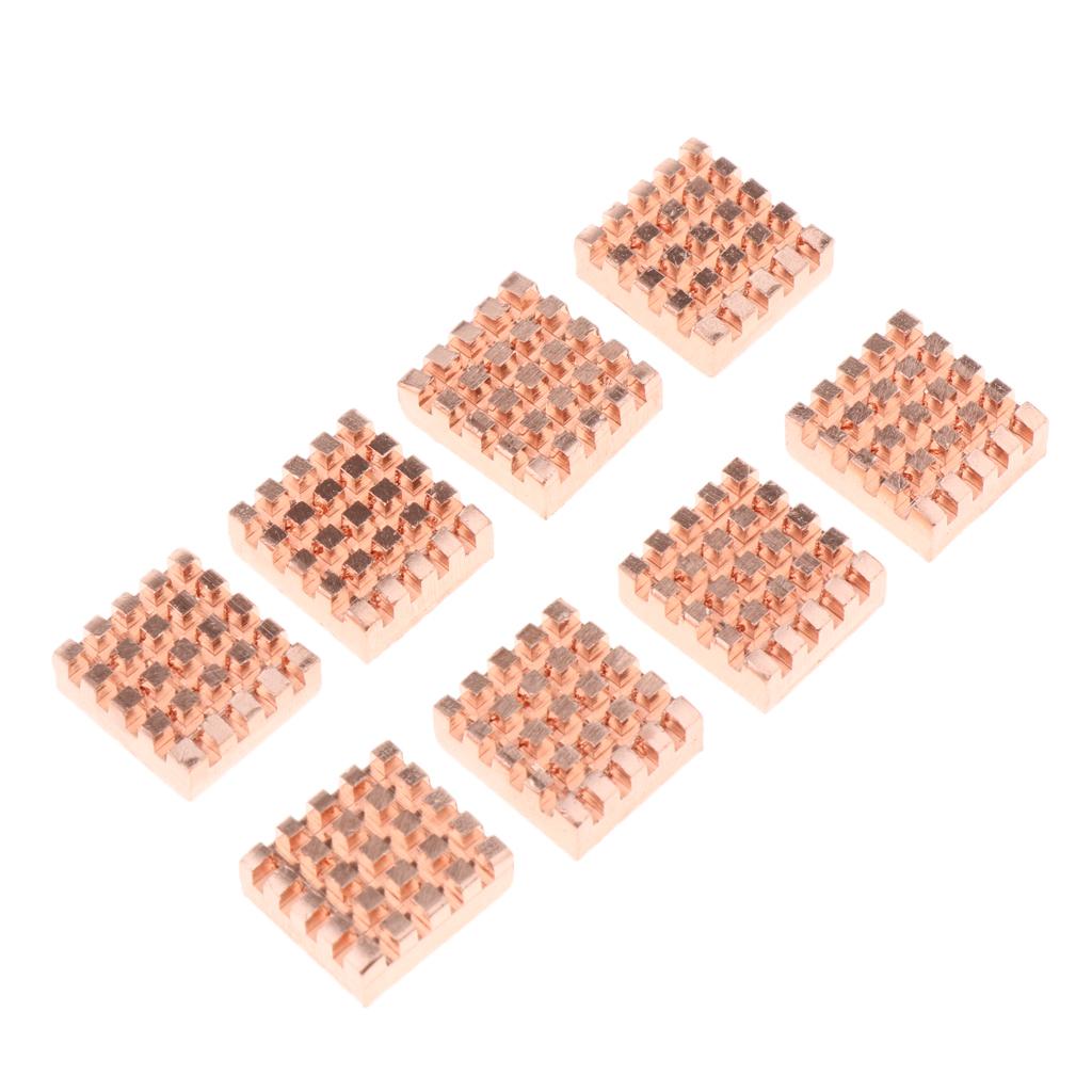 8 Pieces Adhesive Back Copper Heatsink VGA GPU RAM Memory Chipset Cooler