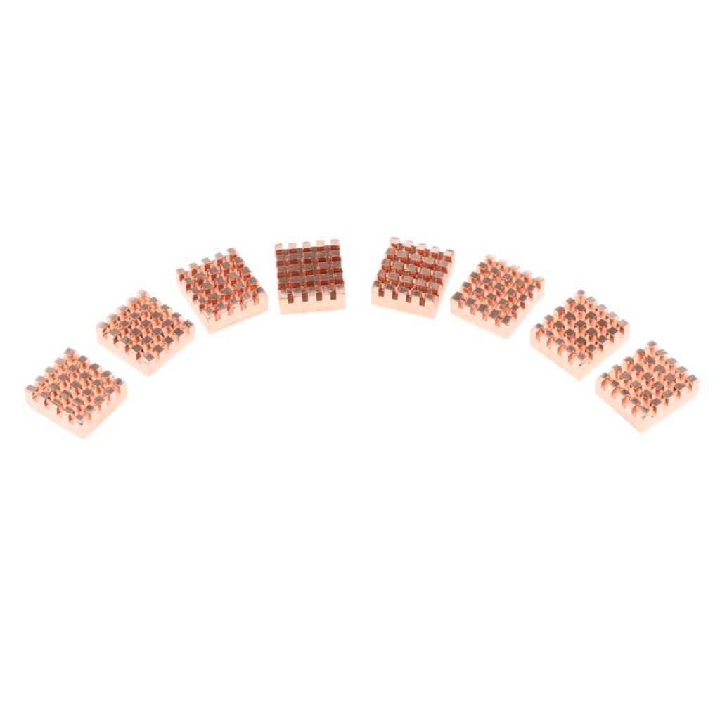 8 Pieces Adhesive Back Copper Heatsink VGA GPU RAM Memory Chipset Cooler