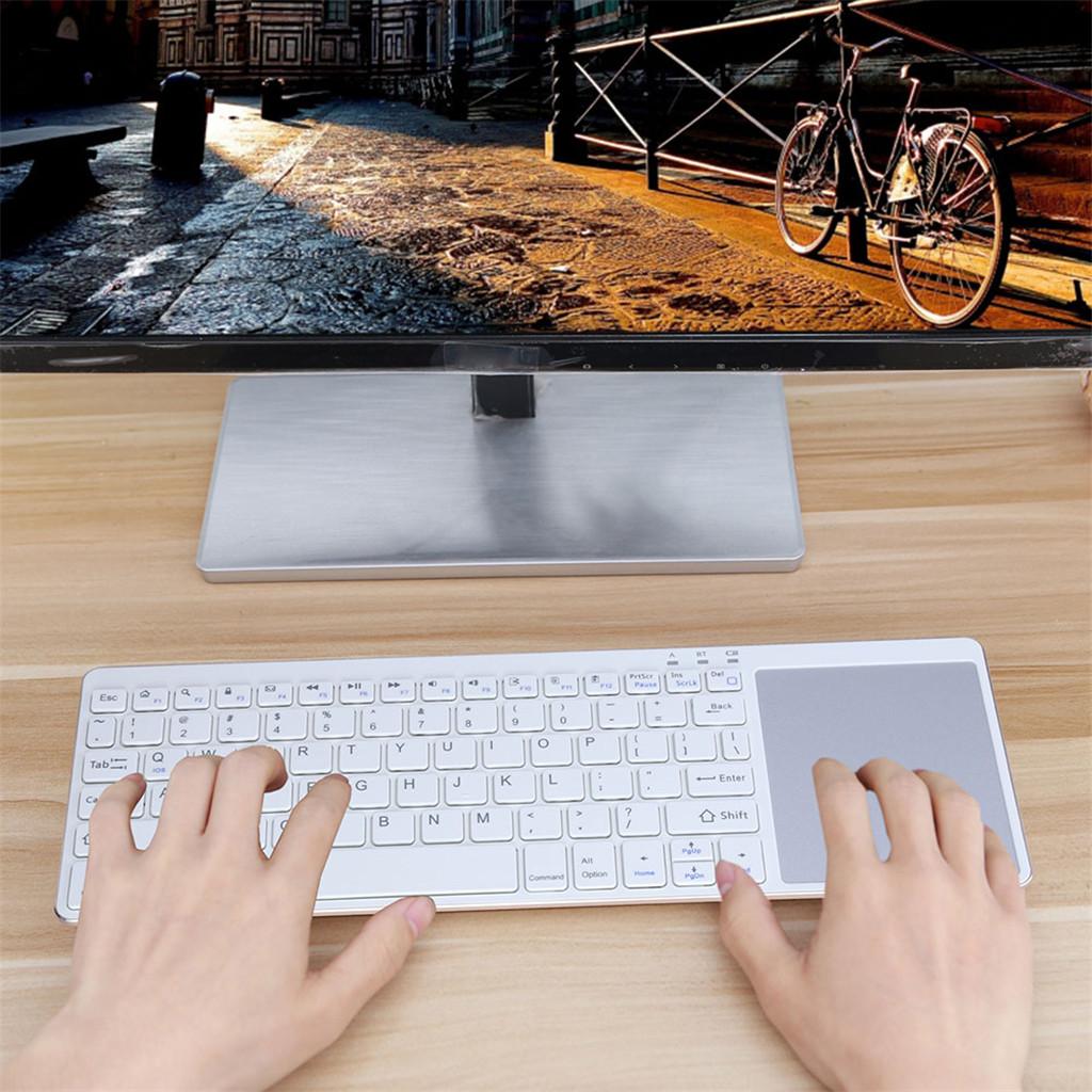 Slim Wireless Keyboard BT3.0 80 Keys for iOS Android Windows White+Golden