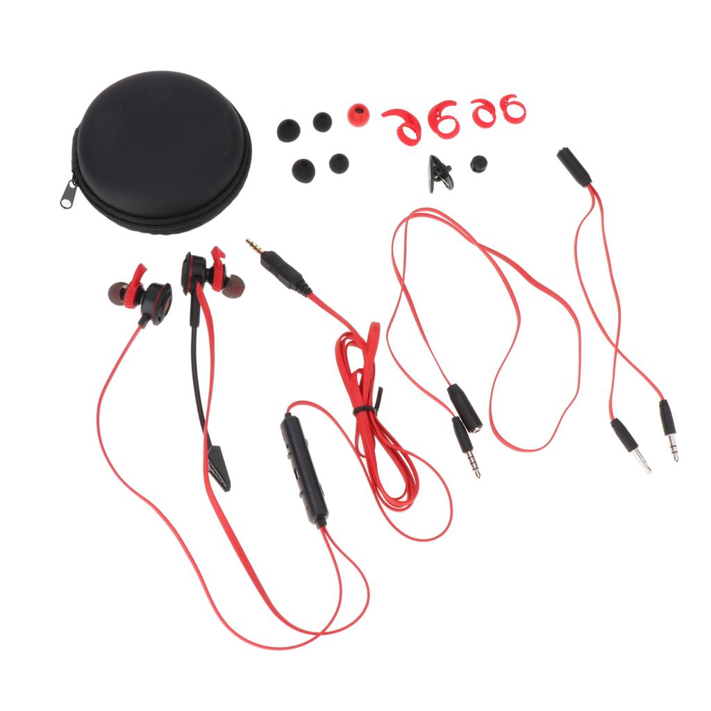 In-Ear Wired Stereo Game and Video Headset with Detachable Microphone red