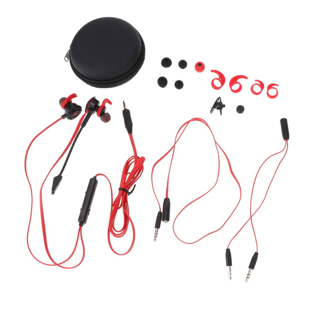 In-Ear Wired Stereo Game and Video Headset with Detachable Microphone red
