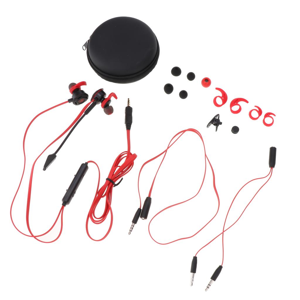 In-Ear Wired Stereo Game and Video Headset with Detachable Microphone red