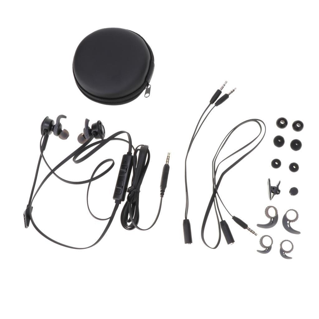 In-Ear Wired Stereo Game and Video Headset with Detachable Microphone black