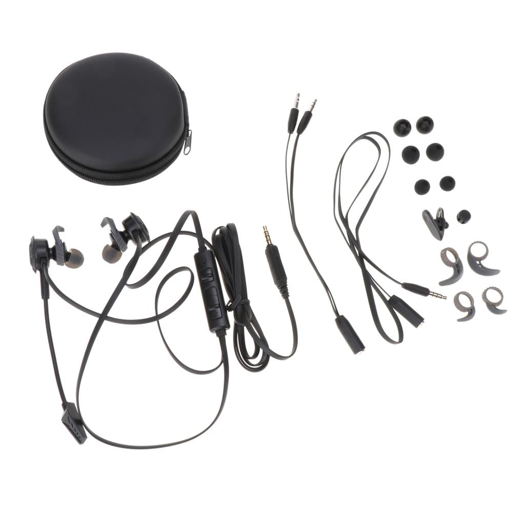 In-Ear Wired Stereo Game and Video Headset with Detachable Microphone black