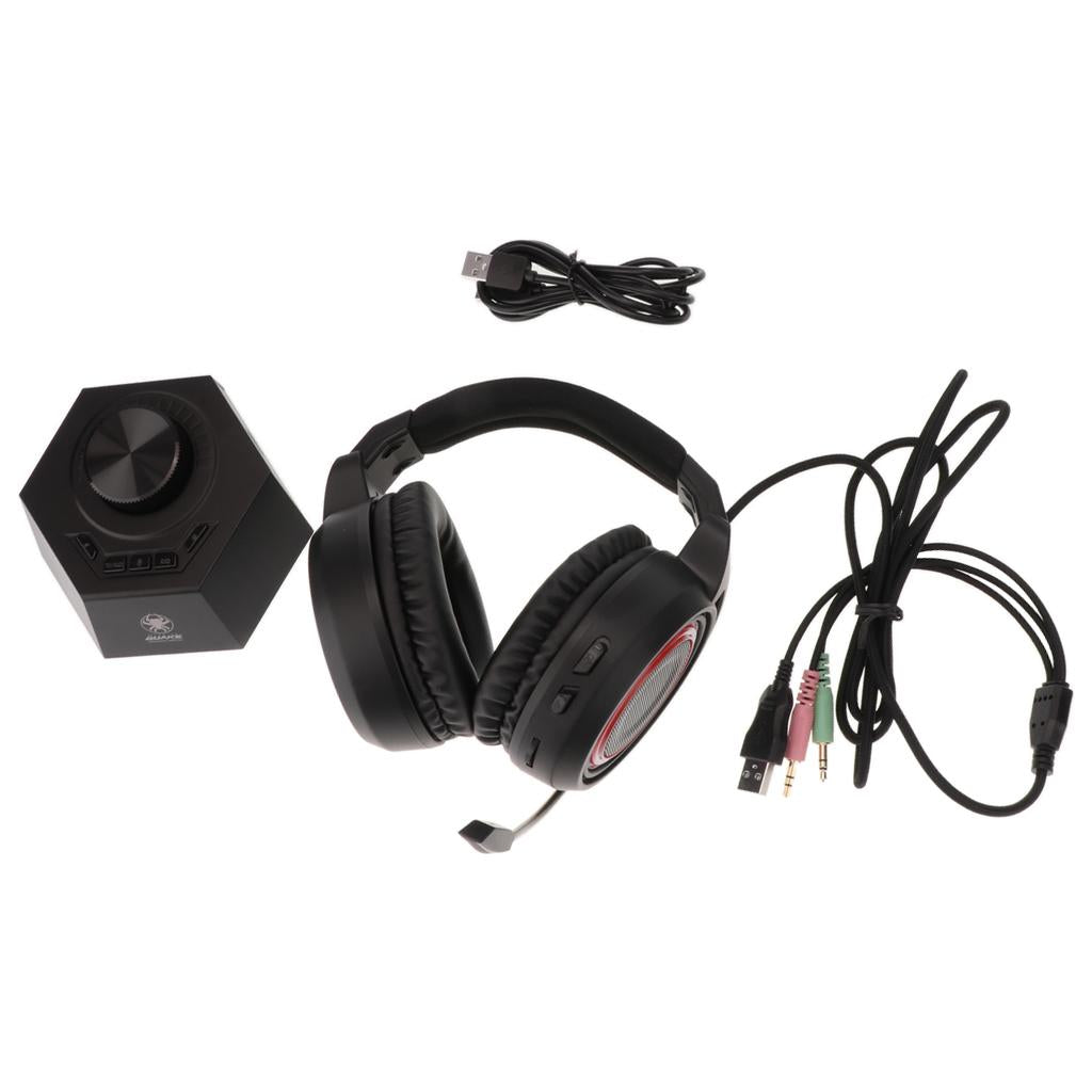 Gaming Headset Stereo Headphone Over-ear Earphone with Microphone black+red