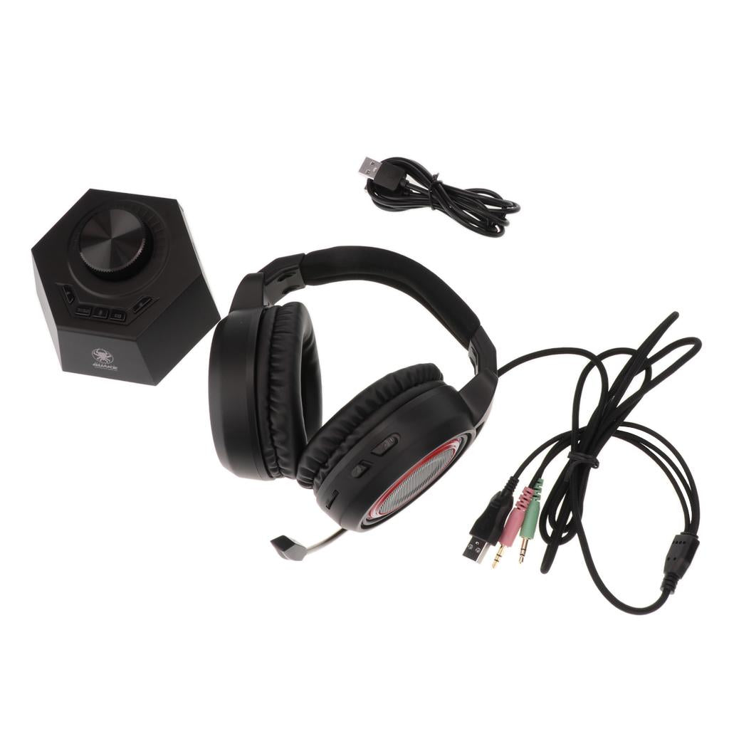 Gaming Headset Stereo Headphone Over-ear Earphone with Microphone black+red