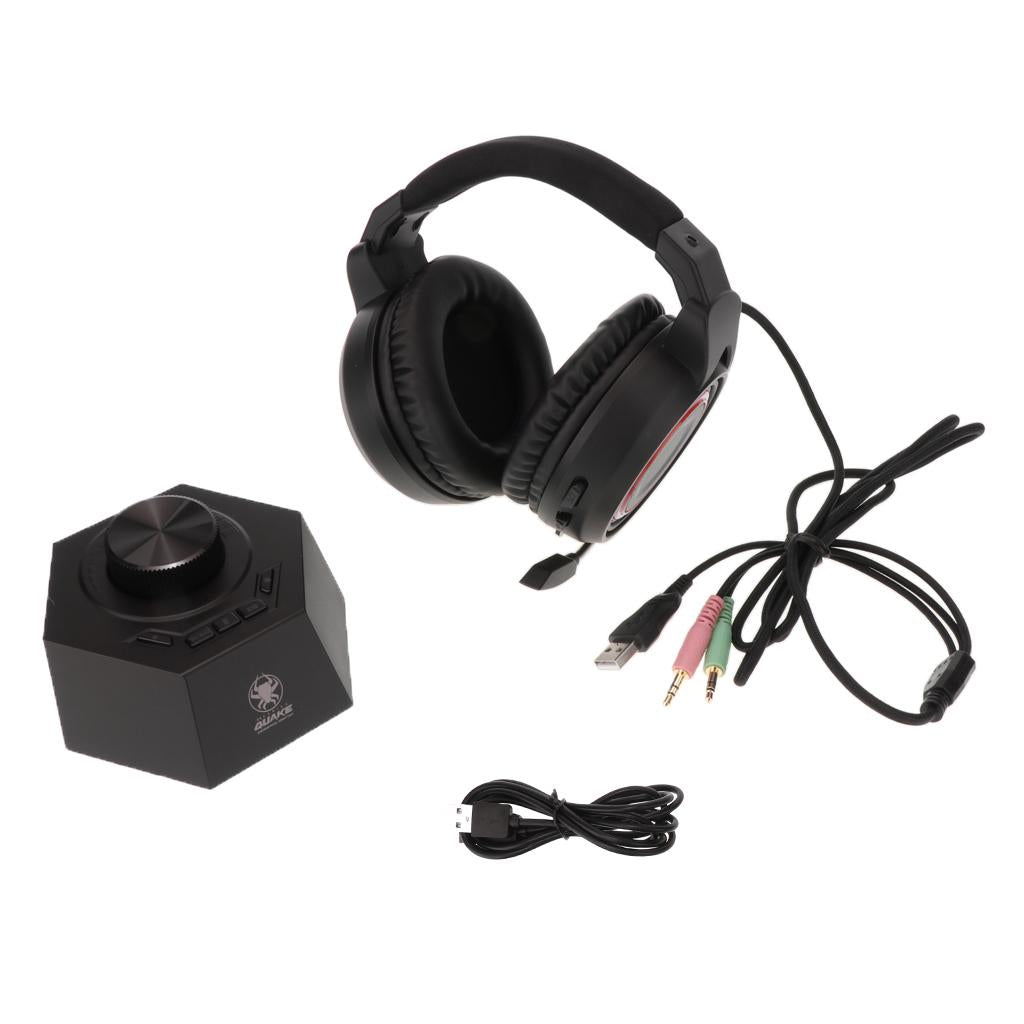 Gaming Headset Stereo Headphone Over-ear Earphone with Microphone black+red