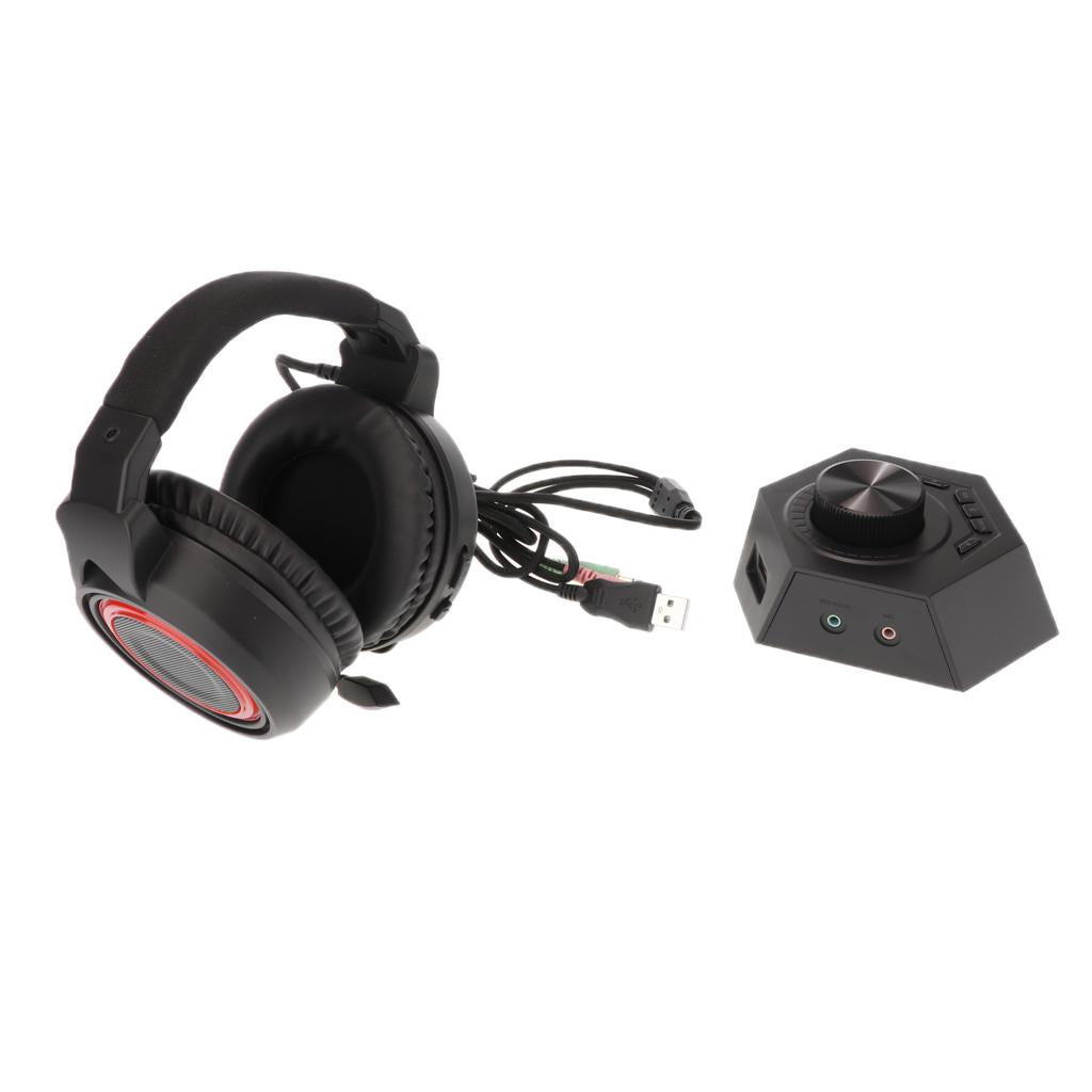 Gaming Headset Stereo Headphone Over-ear Earphone with Microphone black+red