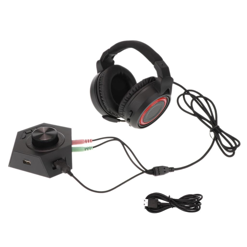Gaming Headset Stereo Headphone Over-ear Earphone with Microphone black+red