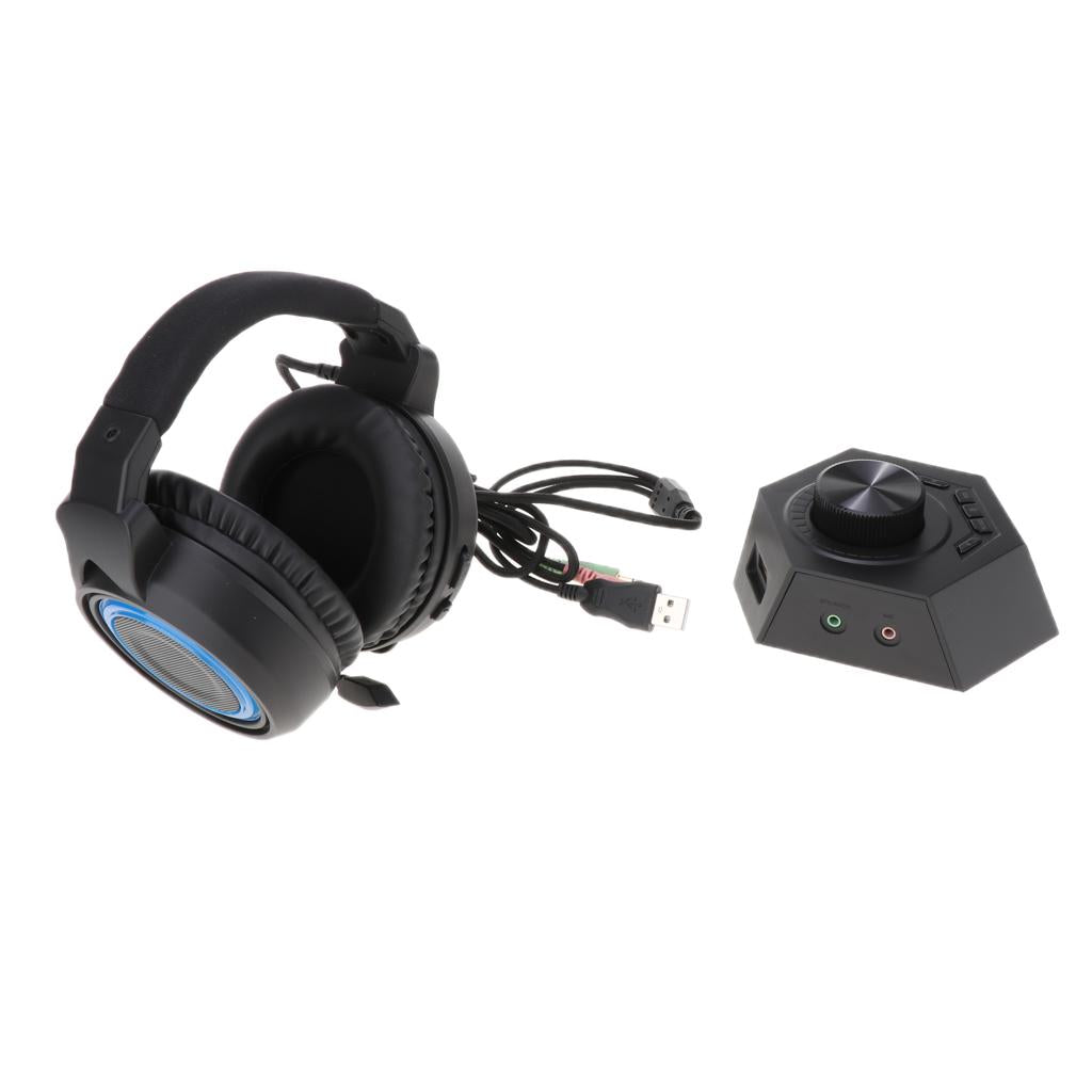 Gaming Headset Stereo Headphone Over-ear Earphone with Microphone black+blue