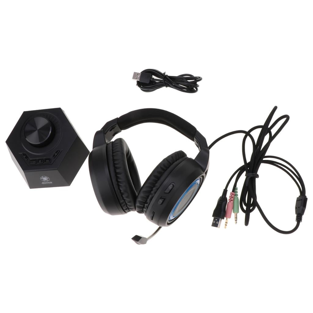 Gaming Headset Stereo Headphone Over-ear Earphone with Microphone black+blue