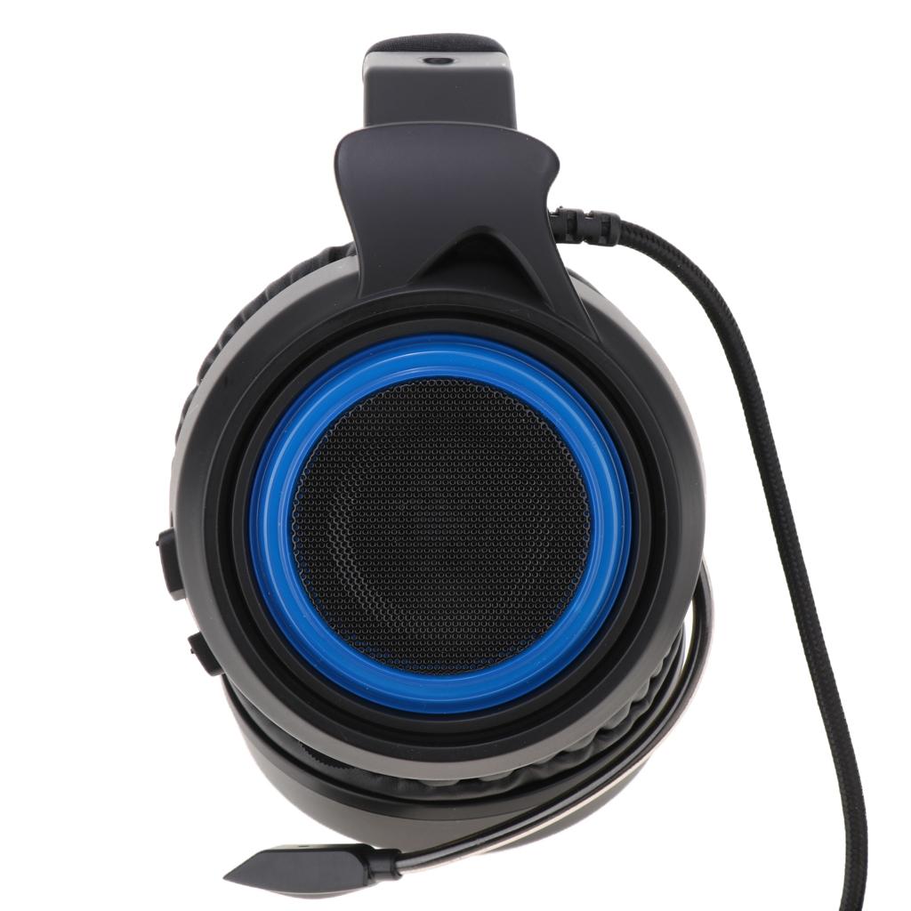 Gaming Headset Stereo Headphone Over-ear Earphone with Microphone black+blue