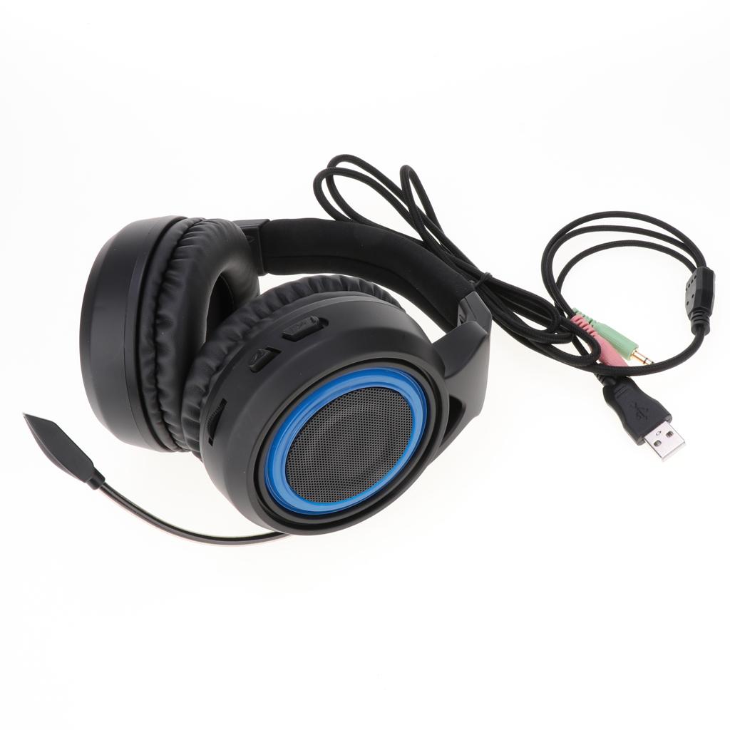 Gaming Headset Stereo Headphone Over-ear Earphone with Microphone black+blue