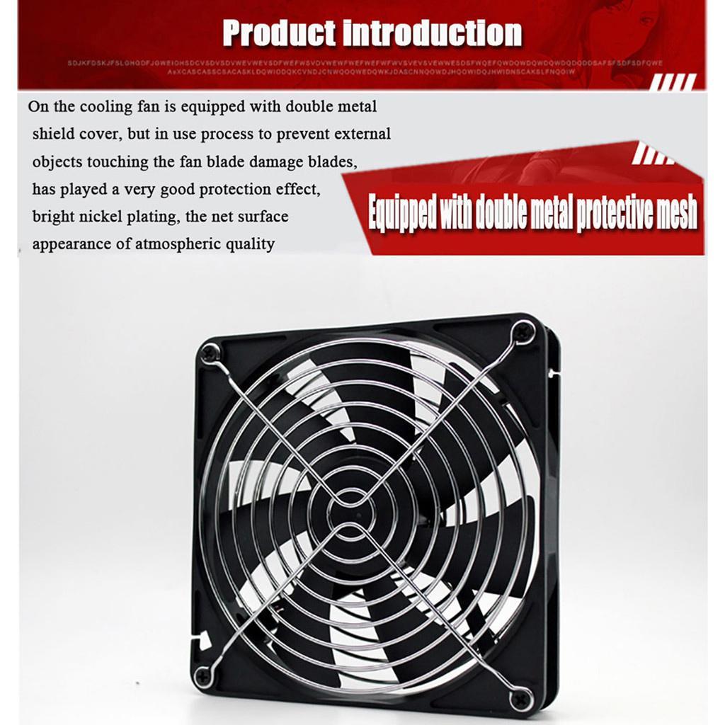 120mm Cooling fan with Black Frame and Metal Grilles - Black 120x120x30mm