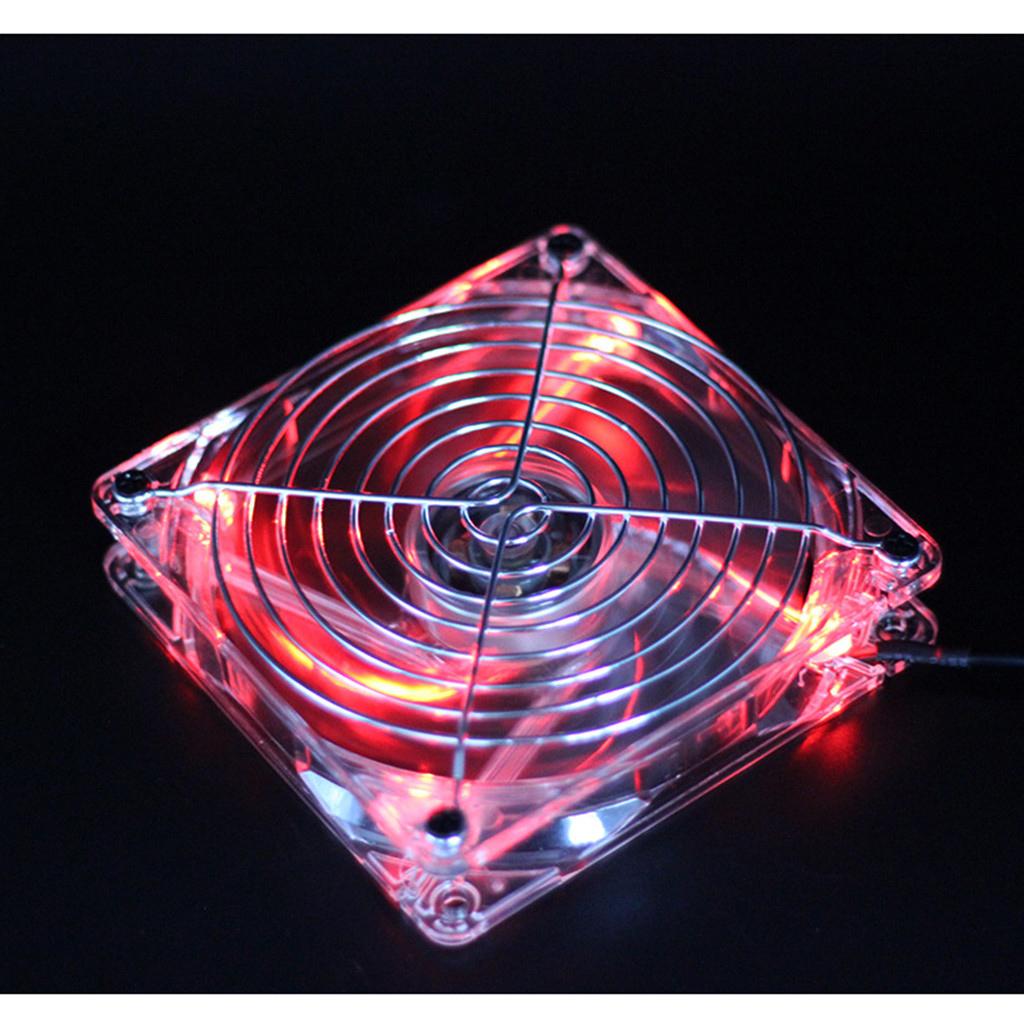 USB 5V 120mm Cooling fan with Transparent Frame and LED Lighting Clear Frame with Red light