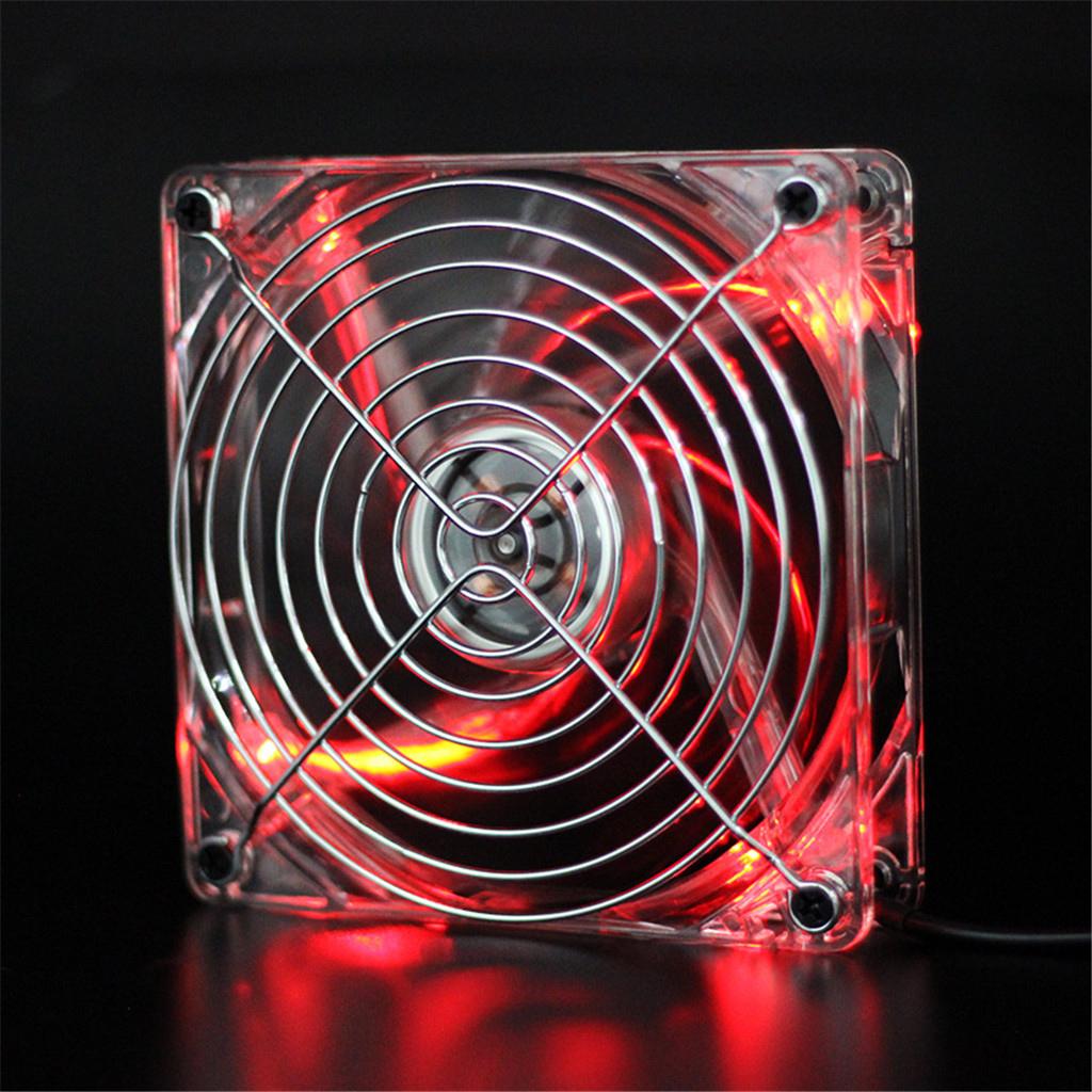USB 5V 120mm Cooling fan with Transparent Frame and LED Lighting Clear Frame with Red light