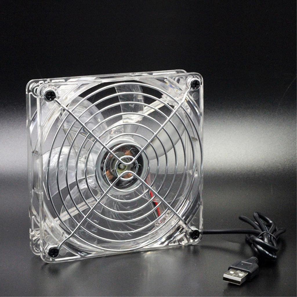 USB 5V 120mm Cooling fan with Transparent Frame and LED Lighting Clear Frame with Red light