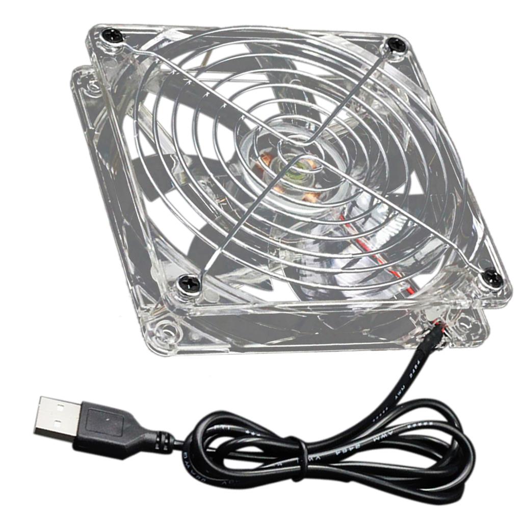 USB 5V 120mm Cooling fan with Transparent Frame and LED Lighting Clear Frame with Red light