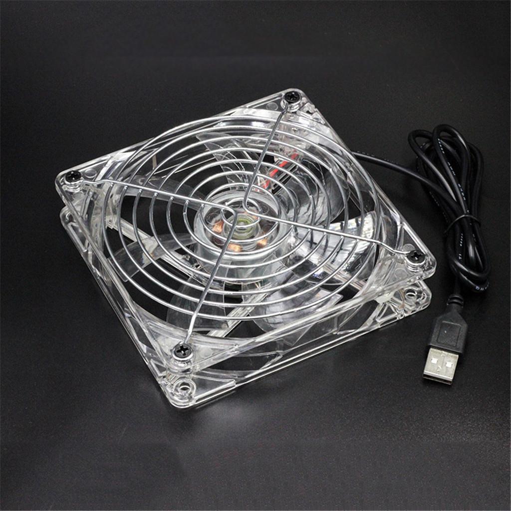USB 5V 120mm Cooling fan with Transparent Frame and LED Lighting Clear Frame with Red light