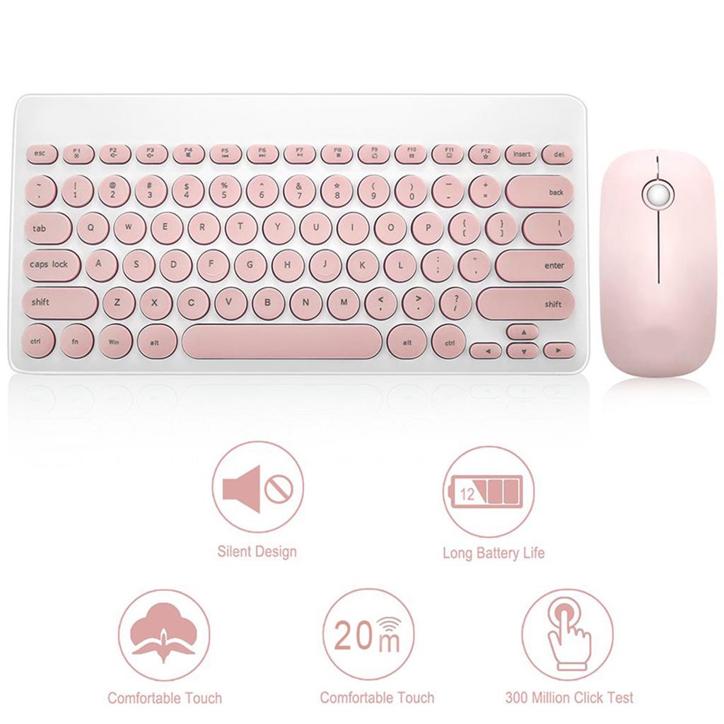 2.4GHz Wireless Keyboard and Mouse Combo for Laptop, Computer Pink