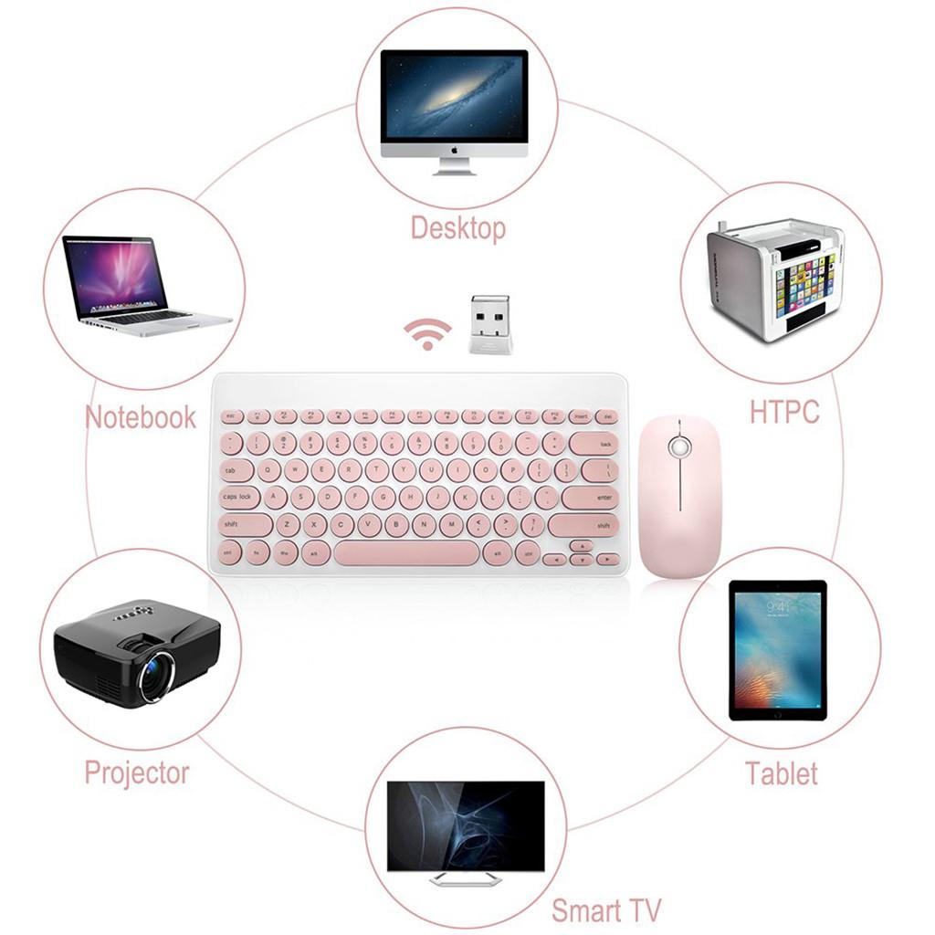 2.4GHz Wireless Keyboard and Mouse Combo for Laptop, Computer Pink