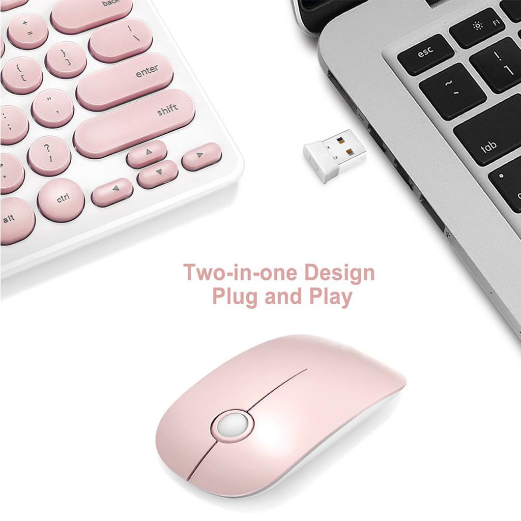 2.4GHz Wireless Keyboard and Mouse Combo for Laptop, Computer Pink