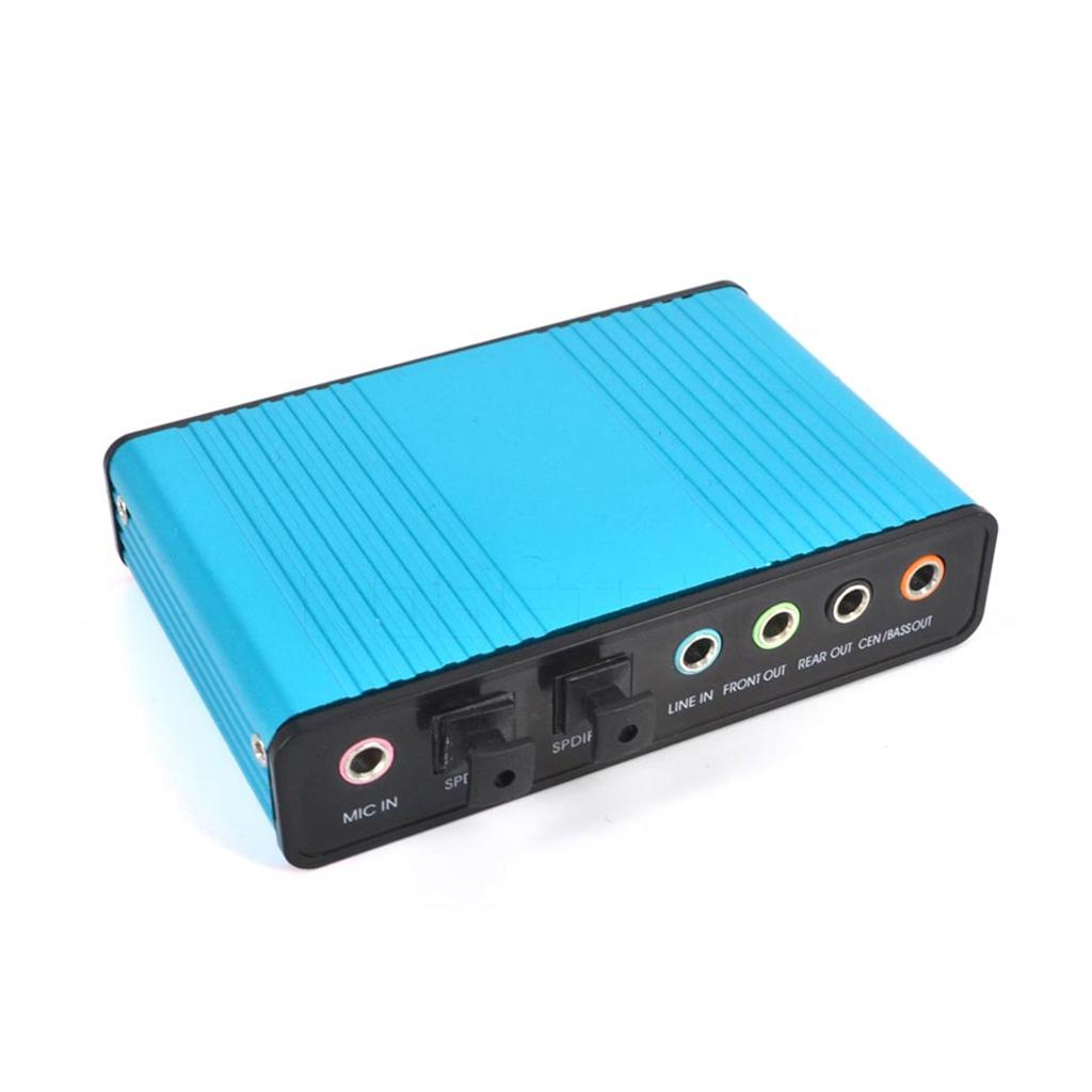 USB External Sound Card 5.1 Surround Sound Optical Audio Sound Card, Blue