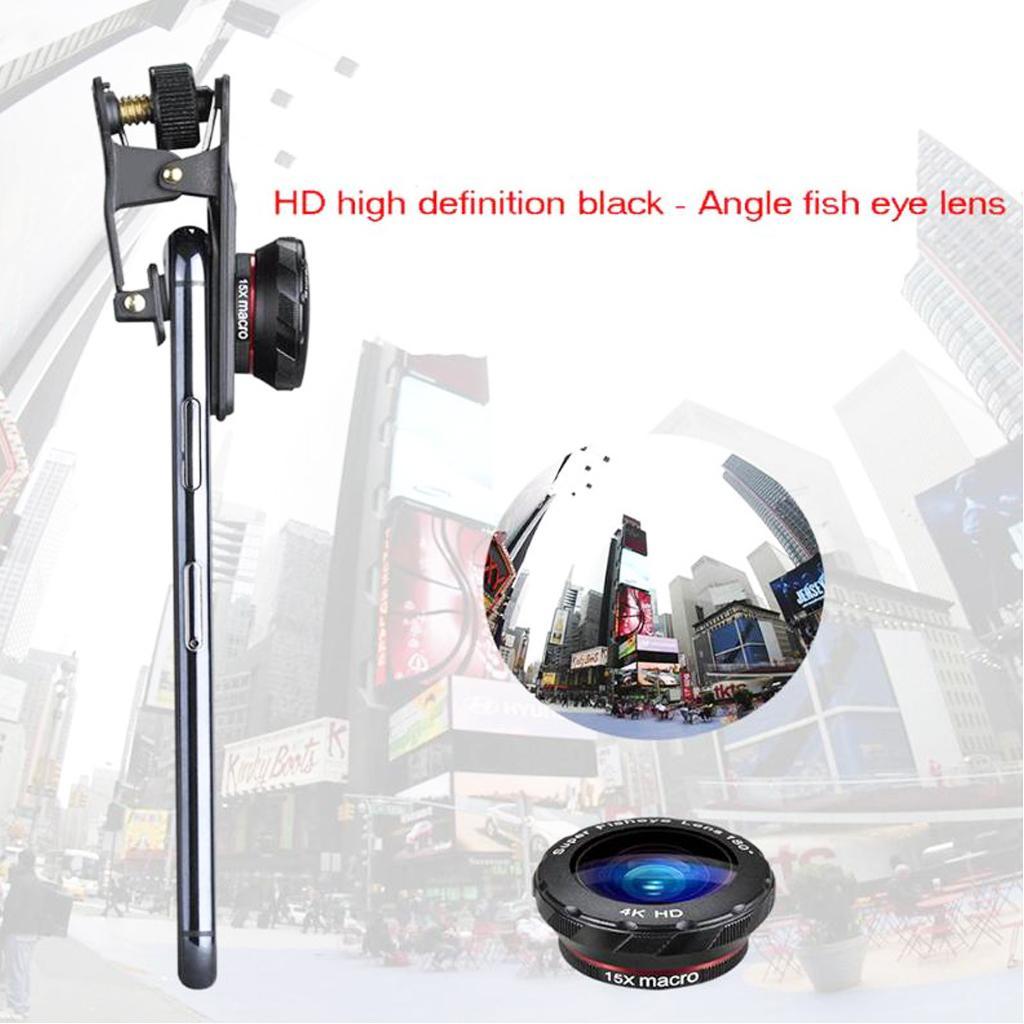 5 in 1 Phone Zoom Lens 12X HD Telephoto Fisheye Monocular Macro Lens Kit