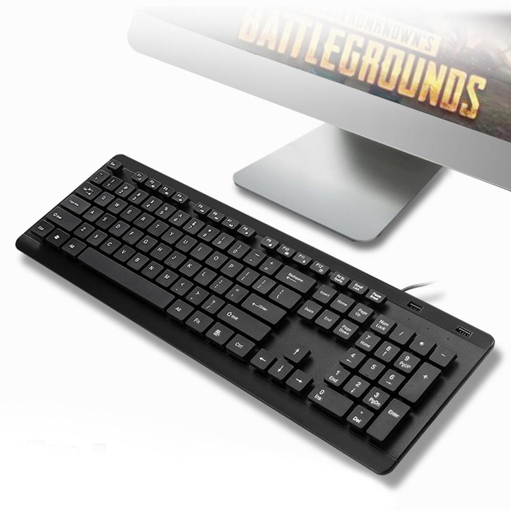 New Black Wired Mini Keyboard Keypad with 2 USB Port for Computer Desktop