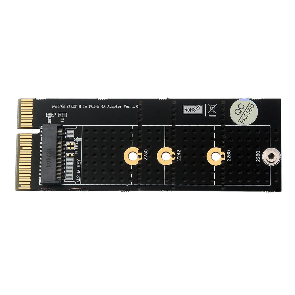 NGFF(M.2) NVME M Key SSD to PCI- E 4X Adapter with Golden Heat Sink