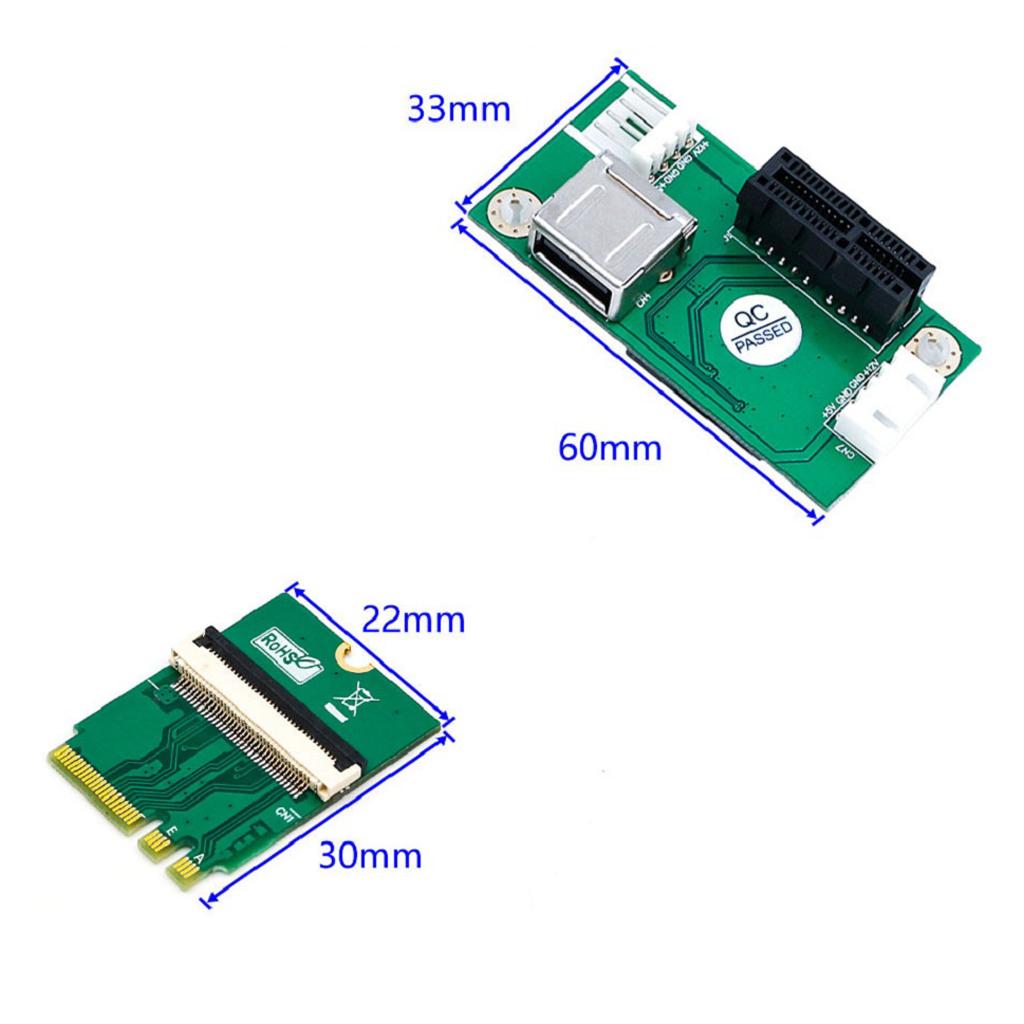 NGFF (M.2) Key A/E to PCI-E X1 Adapter Riser Card with USB 2.0 Port