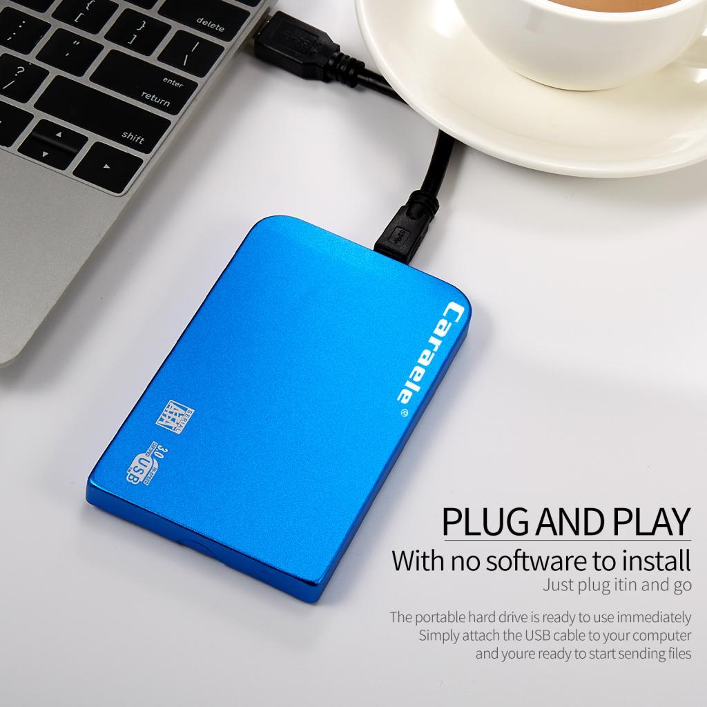 USB 3.0 2.5" SATA External Hard Drive Mobile Disk HD Enclosure Blue 500GB