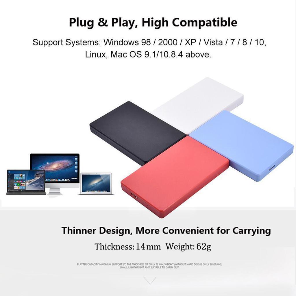 External Hard Drive Disk Storage Devices 2.5'' USB 3.0 2.0 SATA -White 500GB