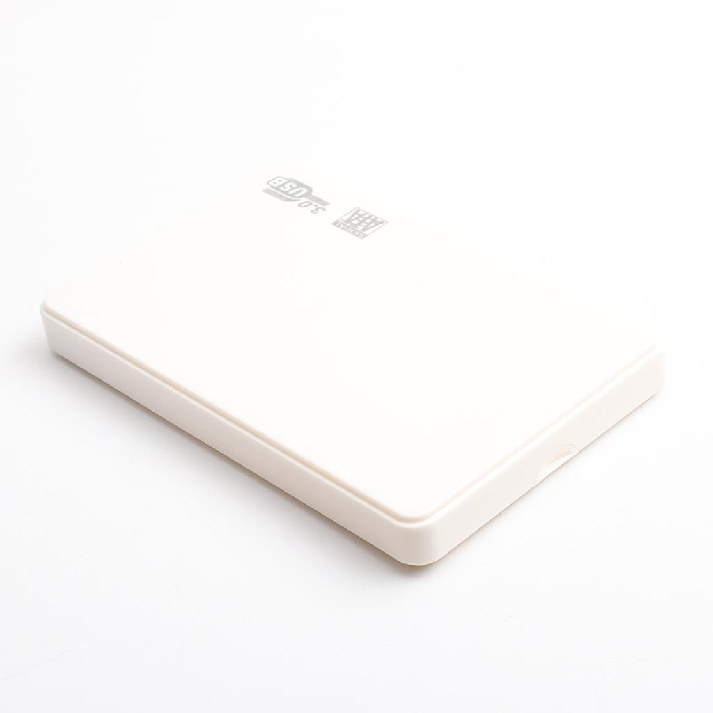 USB 3.0 Portable SATA External Hard Drive Mobile Disk Enclosure White 2TB