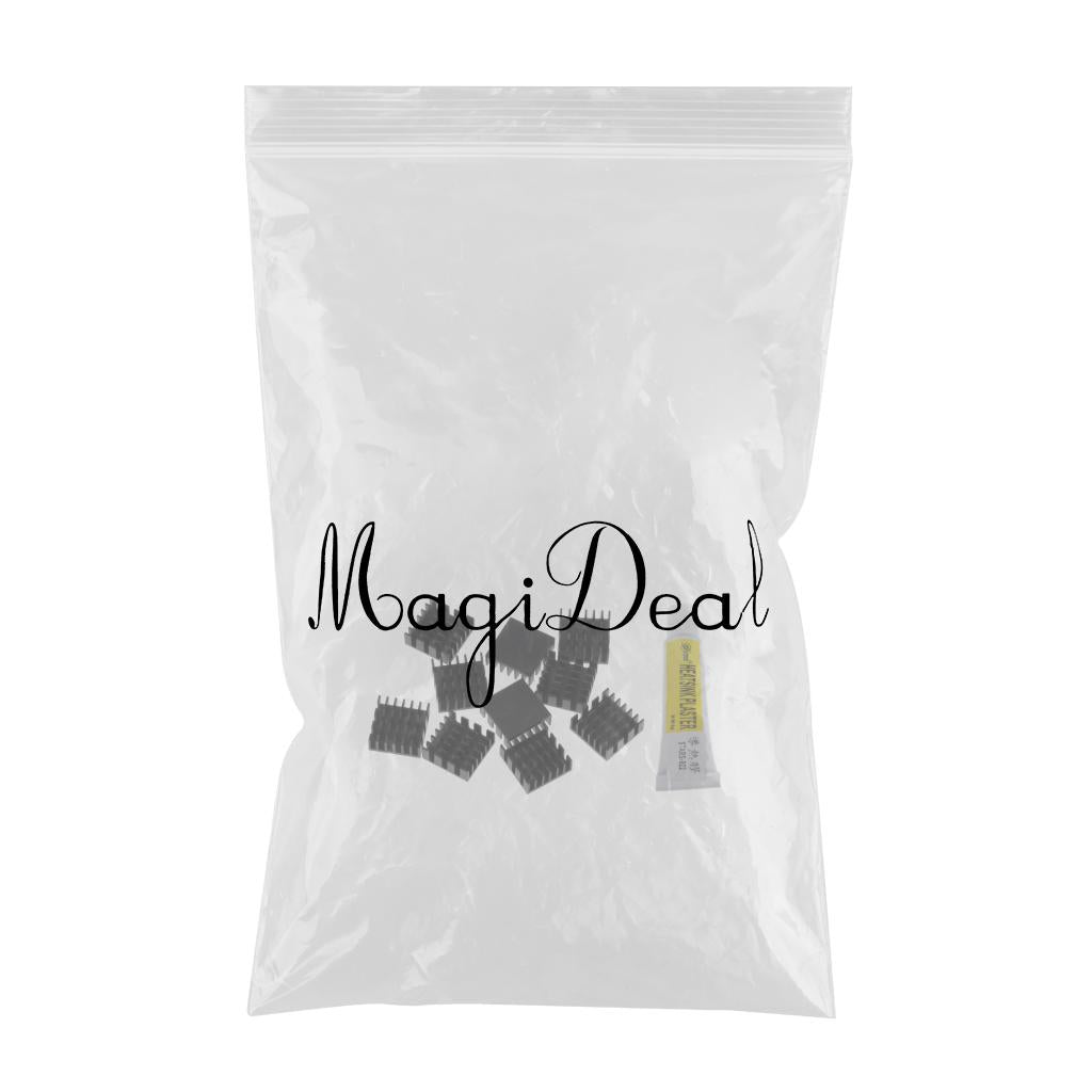 10 Aluminum Radiators Heat Sinks 14x14x6mm + 5g Thermal Conductive Glue