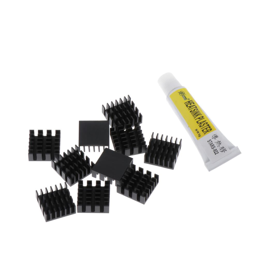 10 Aluminum Radiators Heat Sinks 14x14x6mm + 5g Thermal Conductive Glue