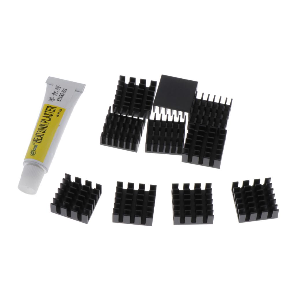 10 Aluminum Radiators Heat Sinks 14x14x6mm + 5g Thermal Conductive Glue