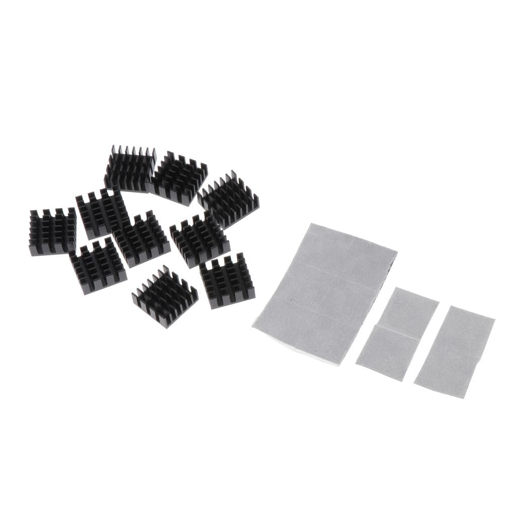10 Pieces Aluminum Radiators Heat Sinks 14x14x6mm + Pre-applied Thermal Tape