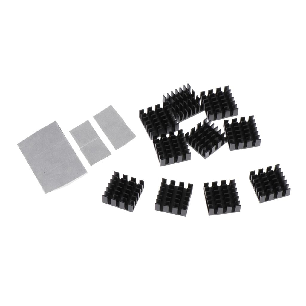 10 Pieces Aluminum Radiators Heat Sinks 14x14x6mm + Pre-applied Thermal Tape