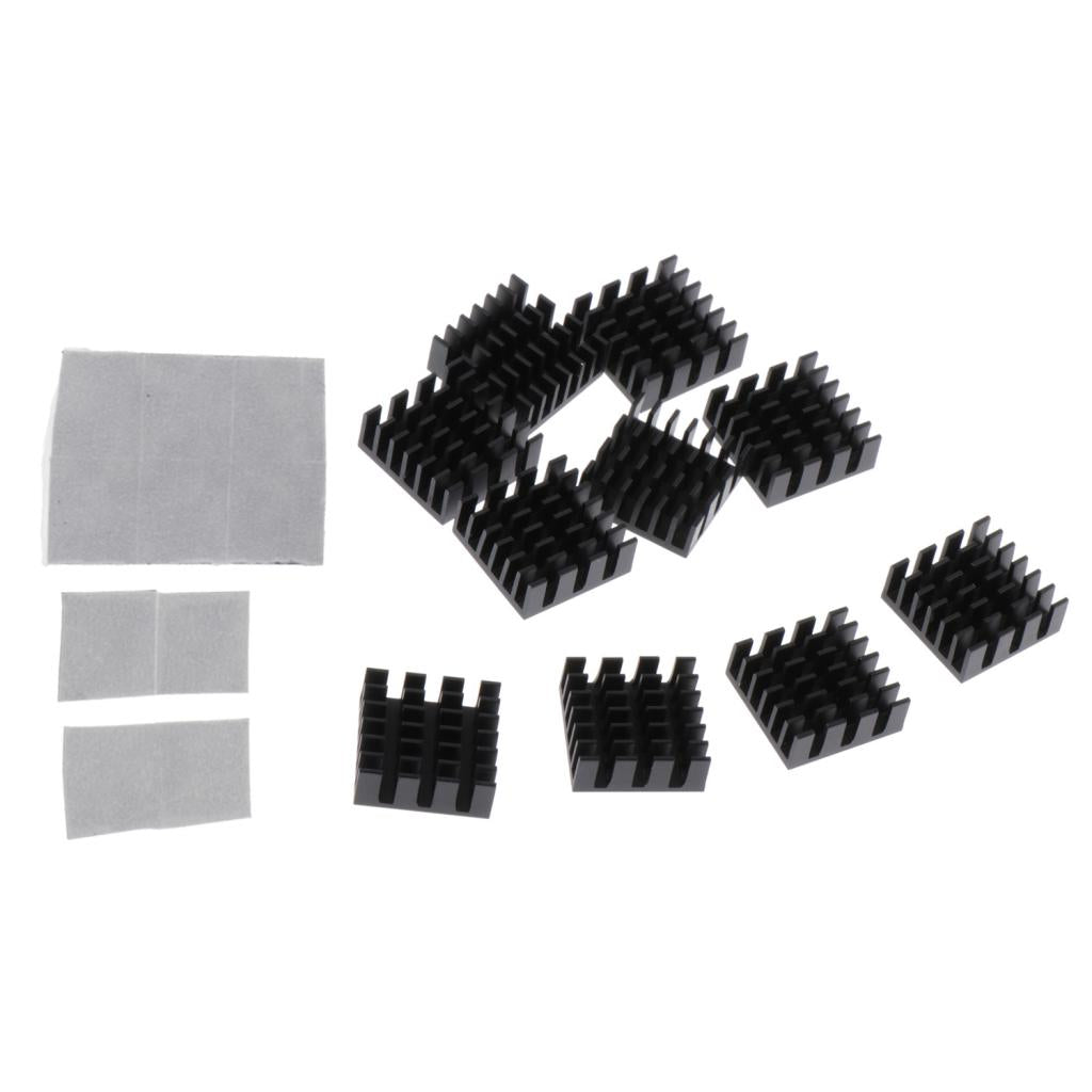 10 Pieces Aluminum Radiators Heat Sinks 14x14x6mm + Pre-applied Thermal Tape