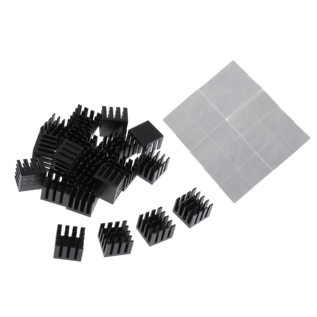20 Pieces Aluminum Radiators Heat Sinks 14x14x11mm Pre-applied Thermal Tape