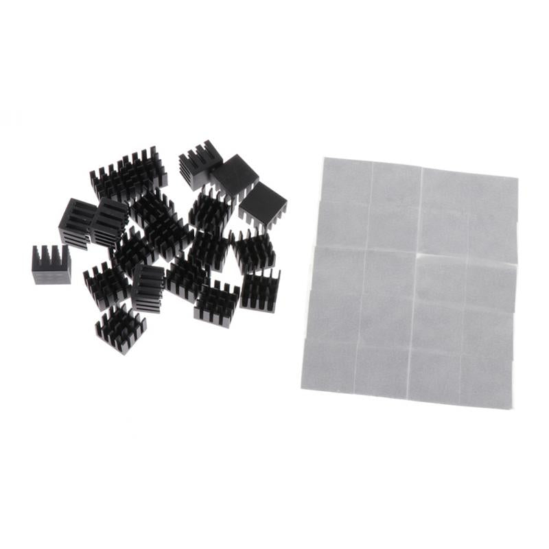 20 Pieces Aluminum Radiators Heat Sinks 14x14x11mm Pre-applied Thermal Tape