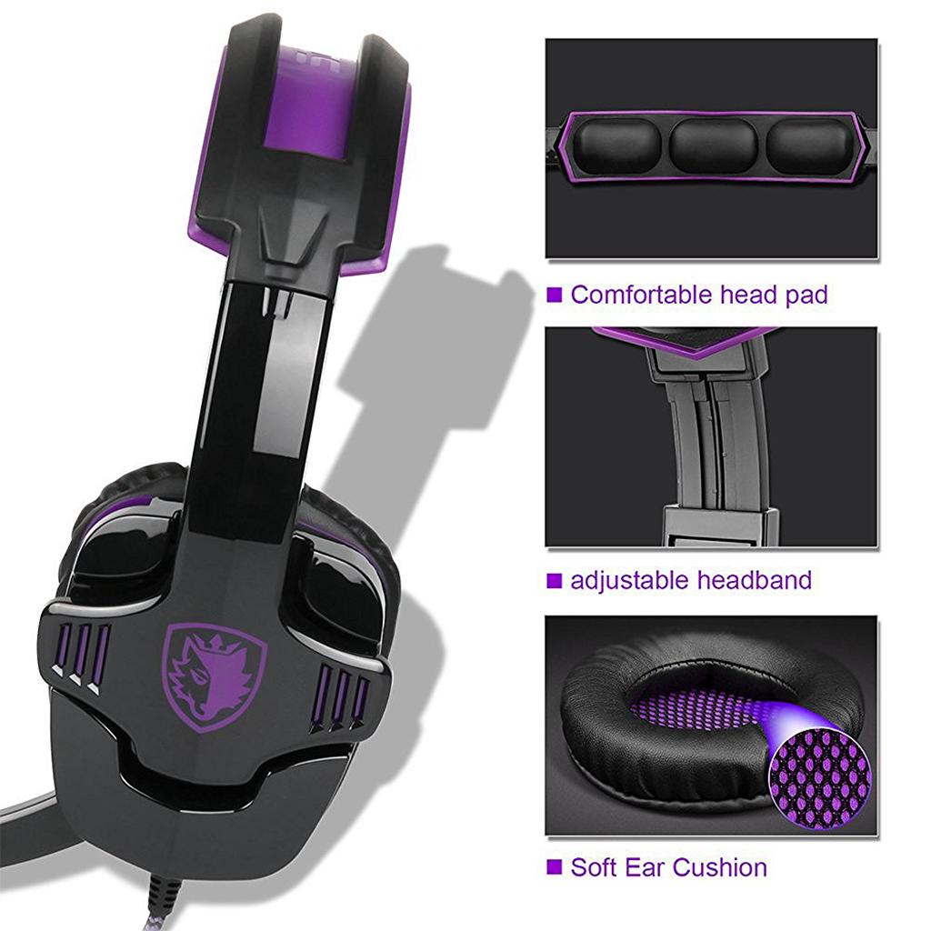 3.5mm Gaming Headsets with Microphone Anti-Noise for PS4 Laptop Purple