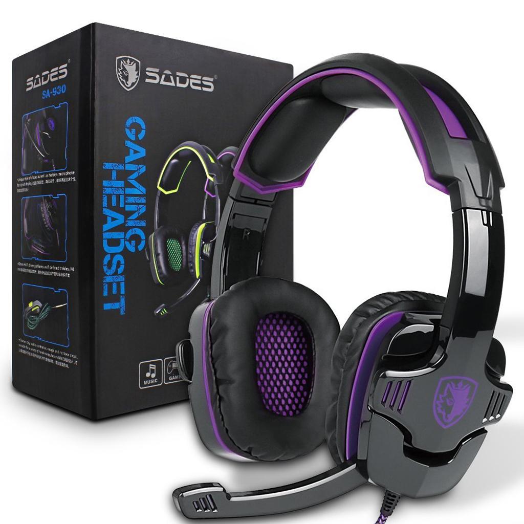 3.5mm Gaming Headsets with Microphone Anti-Noise for PS4 Laptop Purple