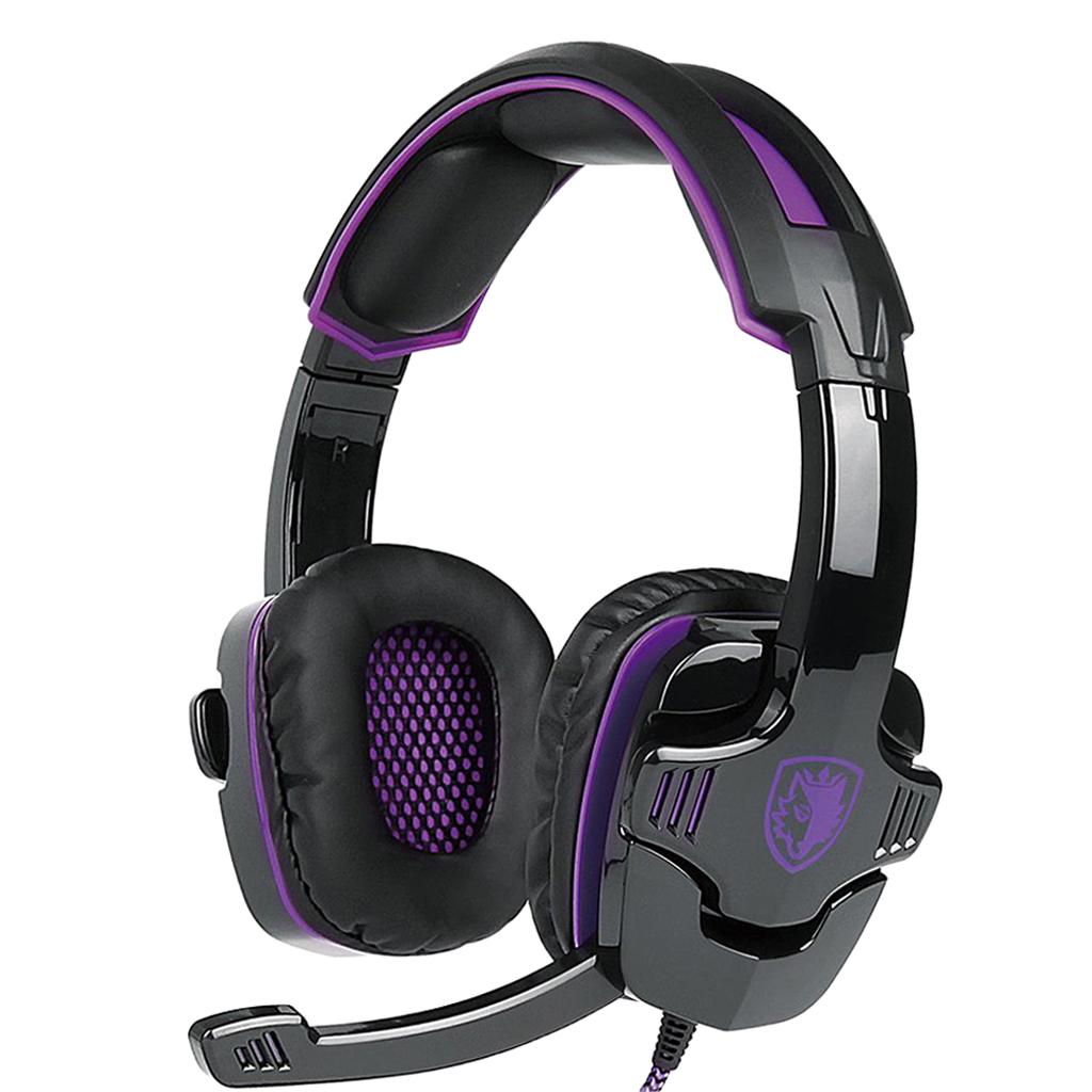 3.5mm Gaming Headsets with Microphone Anti-Noise for PS4 Laptop Purple